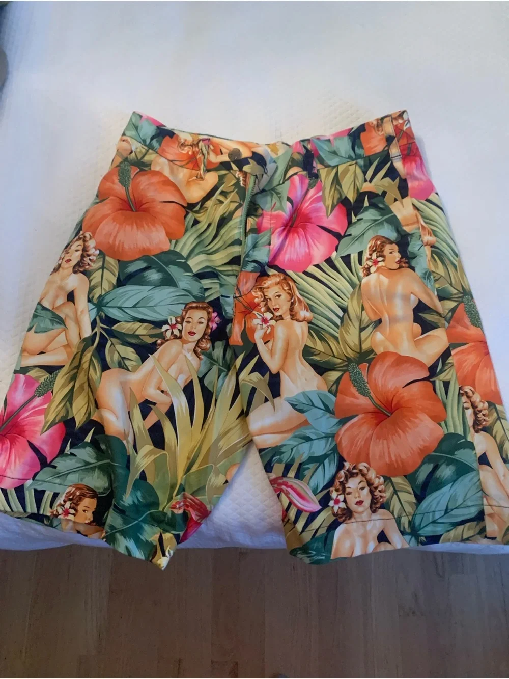 Tropical Pin-Up Floral Print Shorts in Green &  by Loudmouth